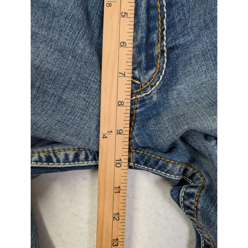 True Luck Mens Straight Leg Jeans 34 / 32 Distressed Embroidered Blue